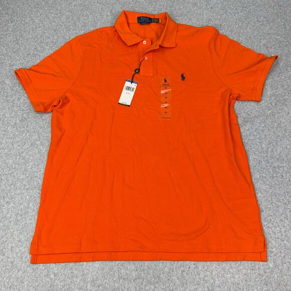 Polo Ralph Lauren Men's Size XL Shirt Collared Orange Short Sleeve NWT Blue Pony - Picture 1 of 4